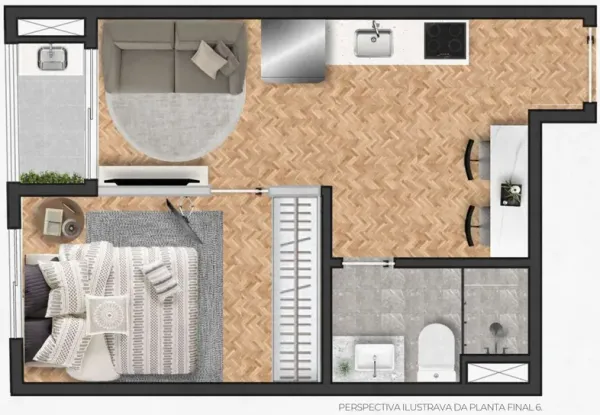 1 Dormitório — 24,40m²