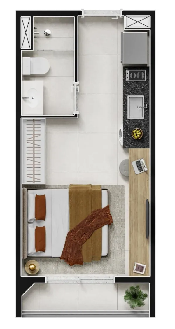 Planta Studio — 22m²
