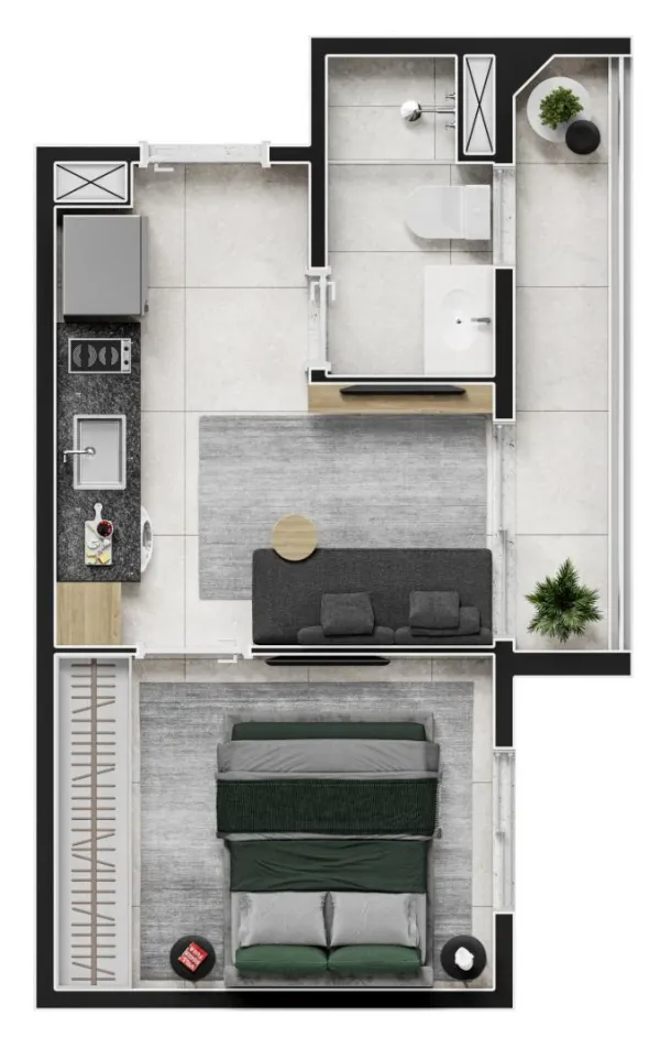 Planta 1 Dorm — 24m²
