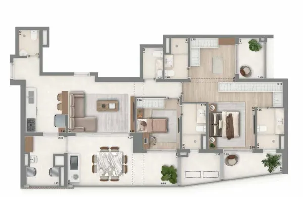 3 dorms — 112,5m² opção A