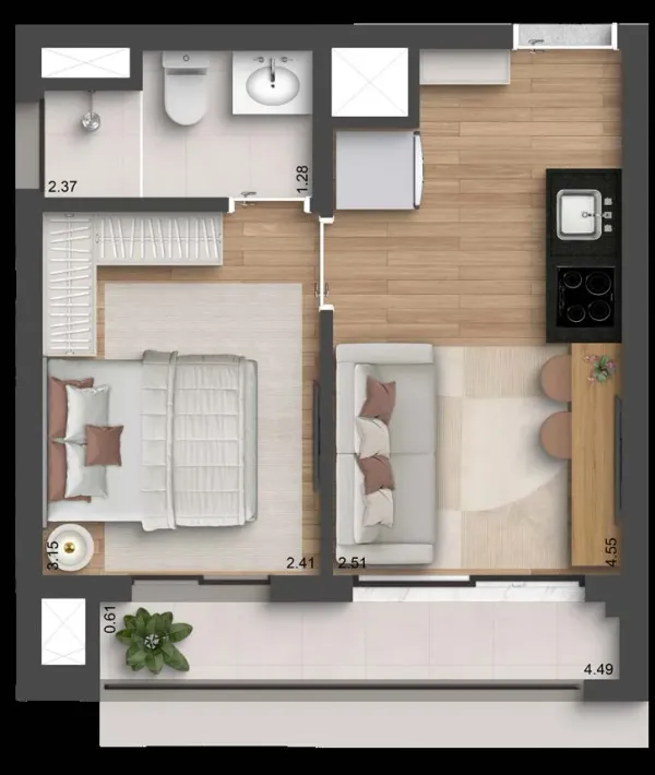 Planta 1 Suíte — 30m²