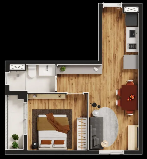 Planta 1 Dorm — 35m²