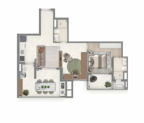 2 dorms — 76m²